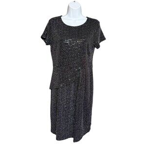 Enfocus Studio Glistening Black Beaded Stretchy Dress Size 8 Party Evening Event